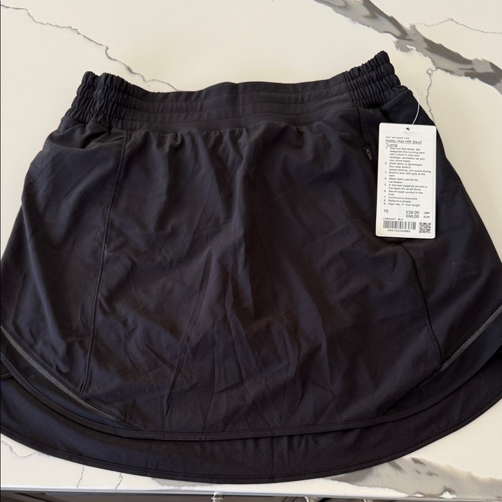 Lululemon Athletica Black Hotty Hot Skirt - Long size 10 - new with tags